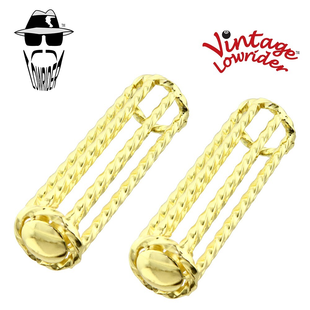 ORIGINAL F&R LOWRIDER Twisted Gold Handlebar Bike Grips Cruiser Custom Bicycle