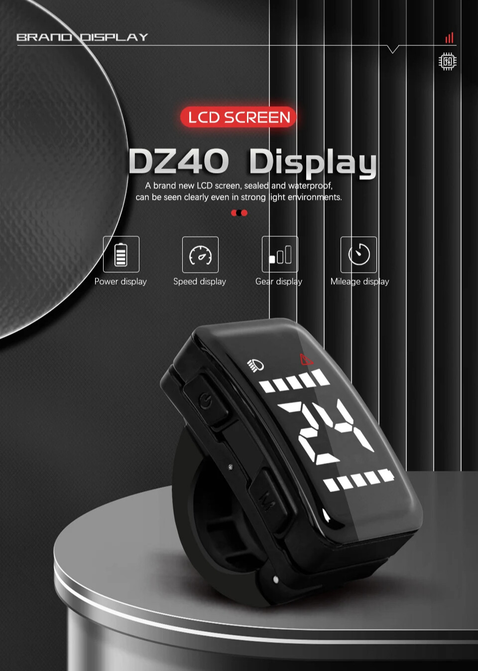 Ebike Mini Display 24/36/48V Intelligent LCD Screen 5PIN Female for Mid Motor