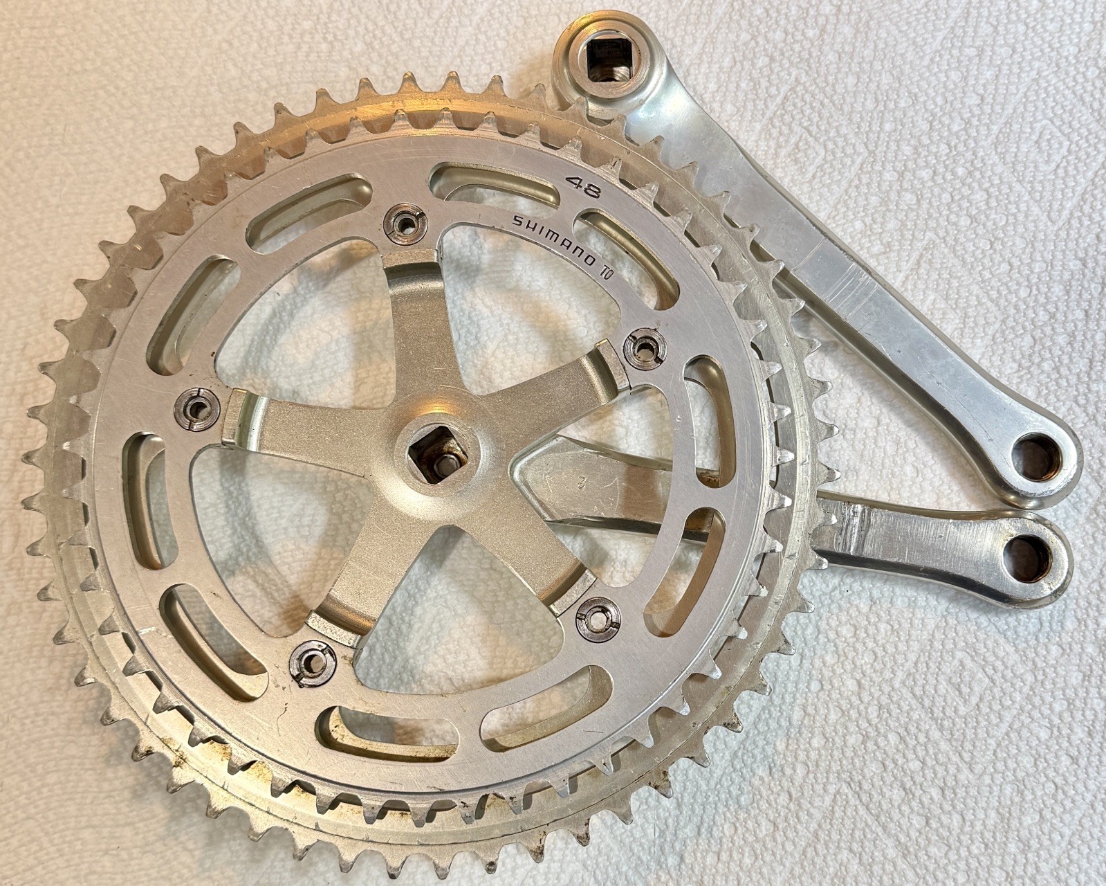 Vintage Shimano Dura-Ace GA-200 Crank Set, Caps 170mm arms, 130mm BDC, 55/48