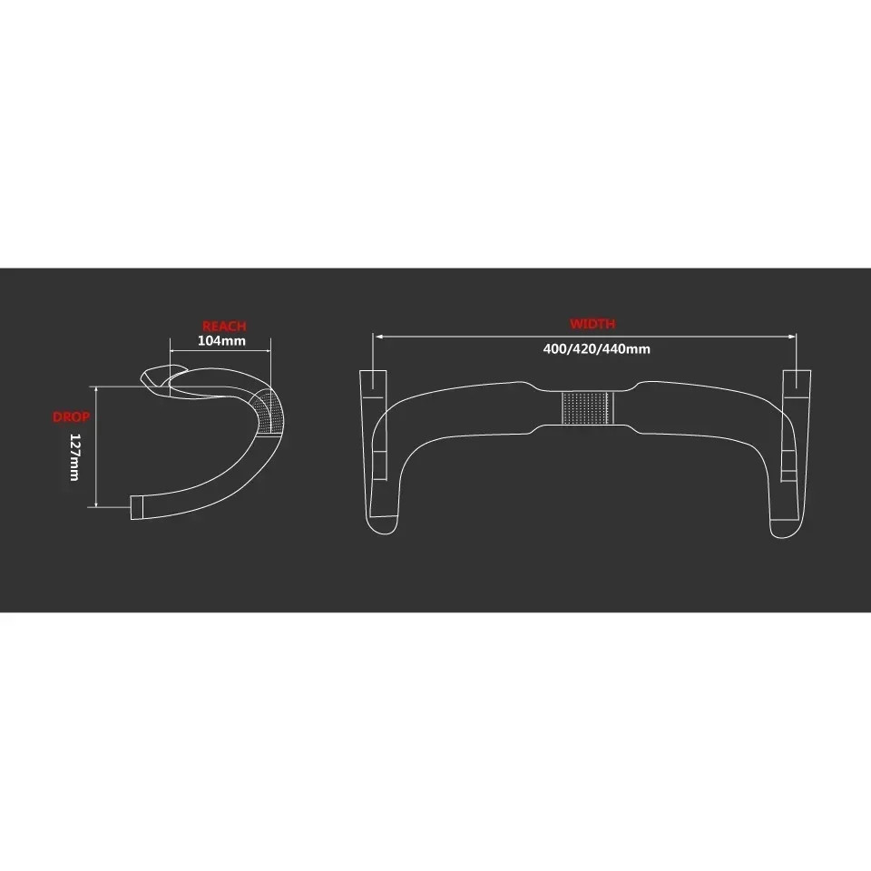 Full Carbon Fiber Road Bike Handlebar Gloss Black 31.8*380/400/420/440mm