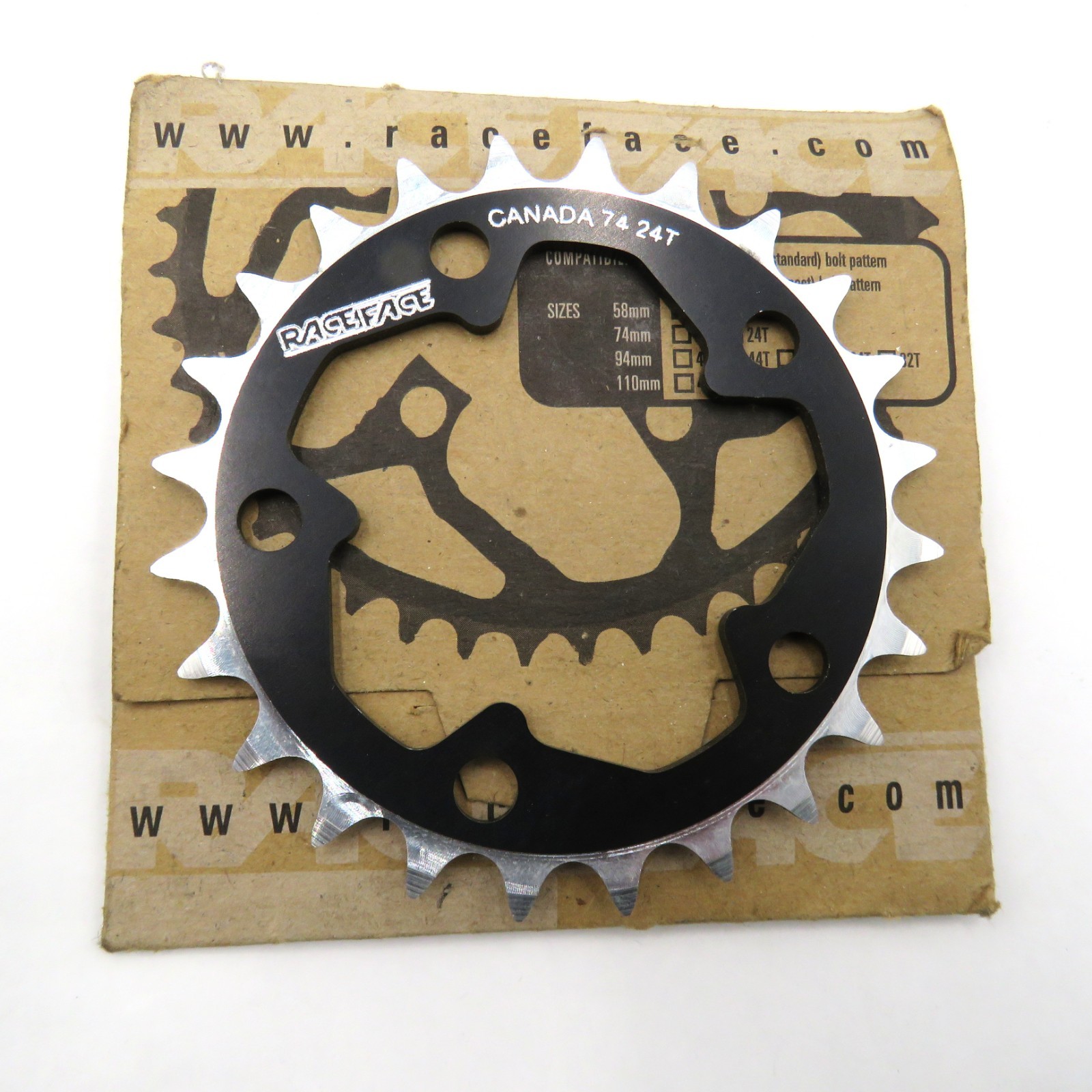 24T Race Face Canada Sprocket 9 speed 74 BCD Alloy Black