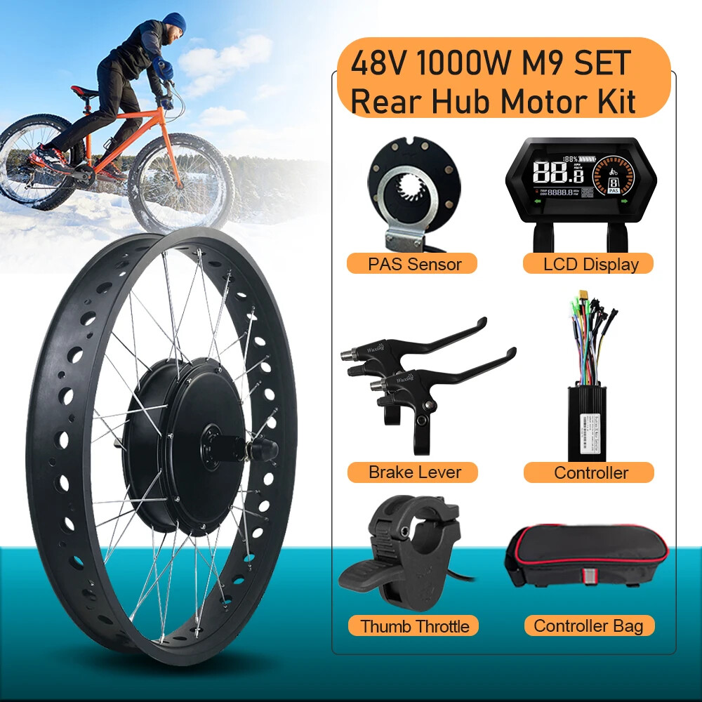 48V1000W Snow Ebike 4.0Tire Brushless Rear Hub Motor 20 24 26in Wheel 170/190mm