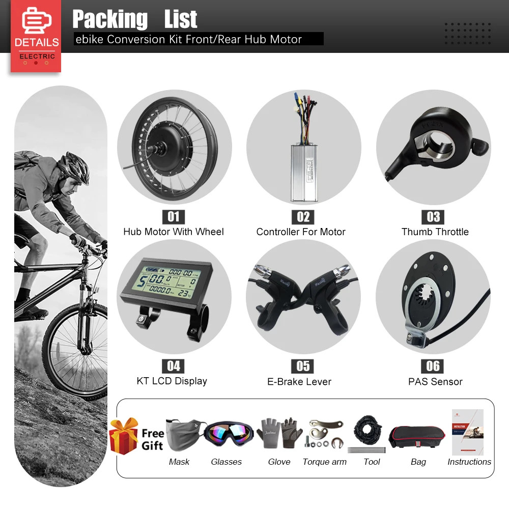 Snow Fat Tire Electric Bike 48V 1500W 20/24/26in Brushless Rear Wheel Hub Motor