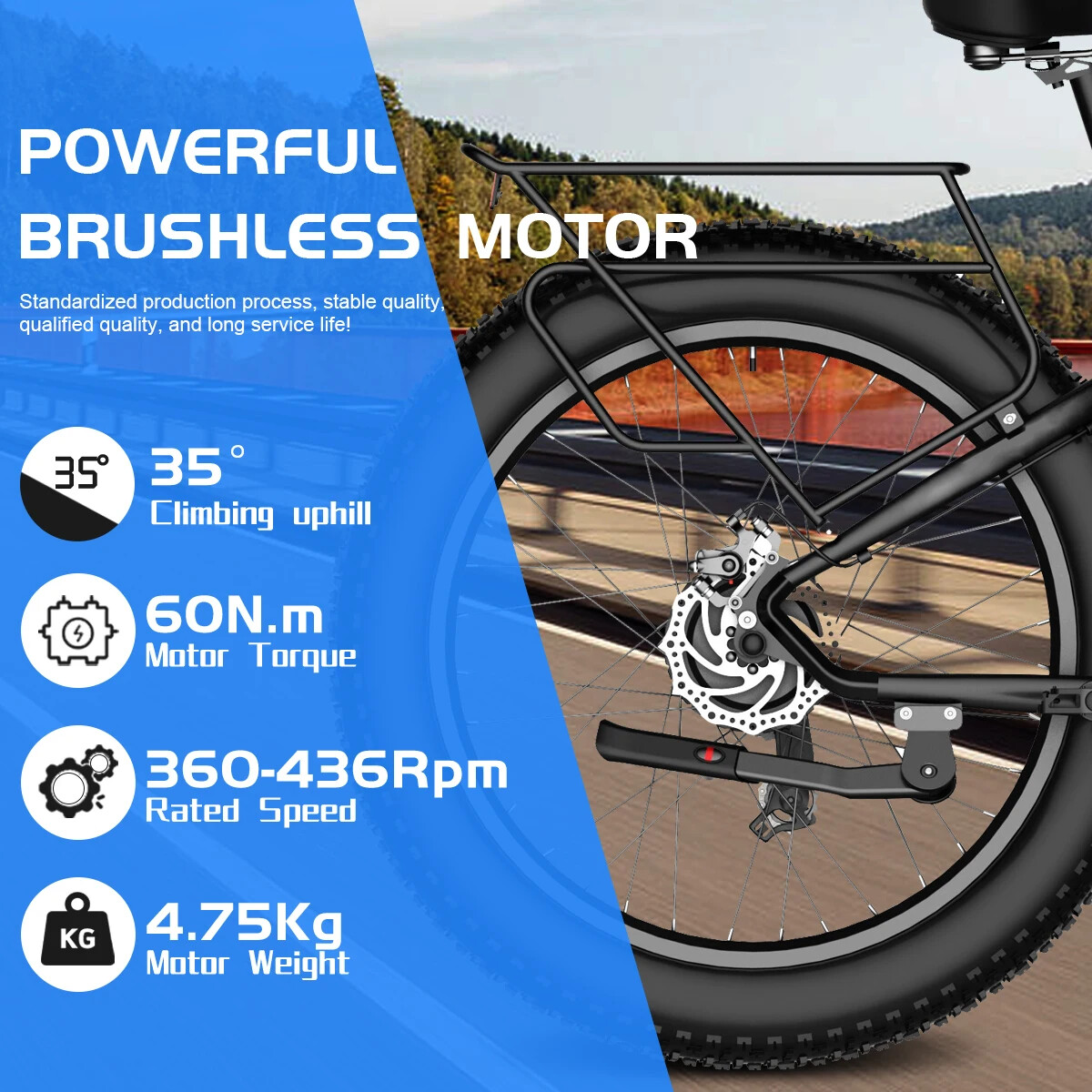 Snow E-bicycle Fat Tire Motor 48V 1000W 4.0Tyre Brushless Rear Rotate Hub Motor