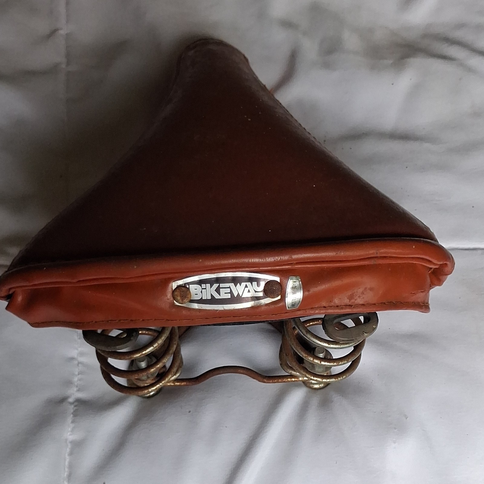 BIKEWAY Brown Leather Suspension Bicycle Saddle Seat with Steel Springs
