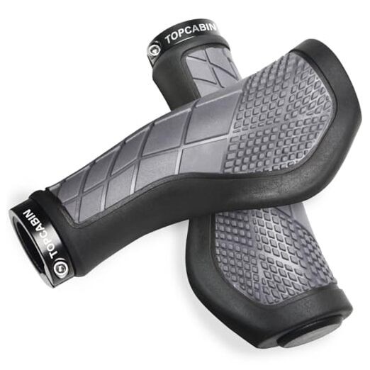 TOPCABIN Bike Grips,Ergonomic Design Two-Color Rubber Bicycle Gray-Black