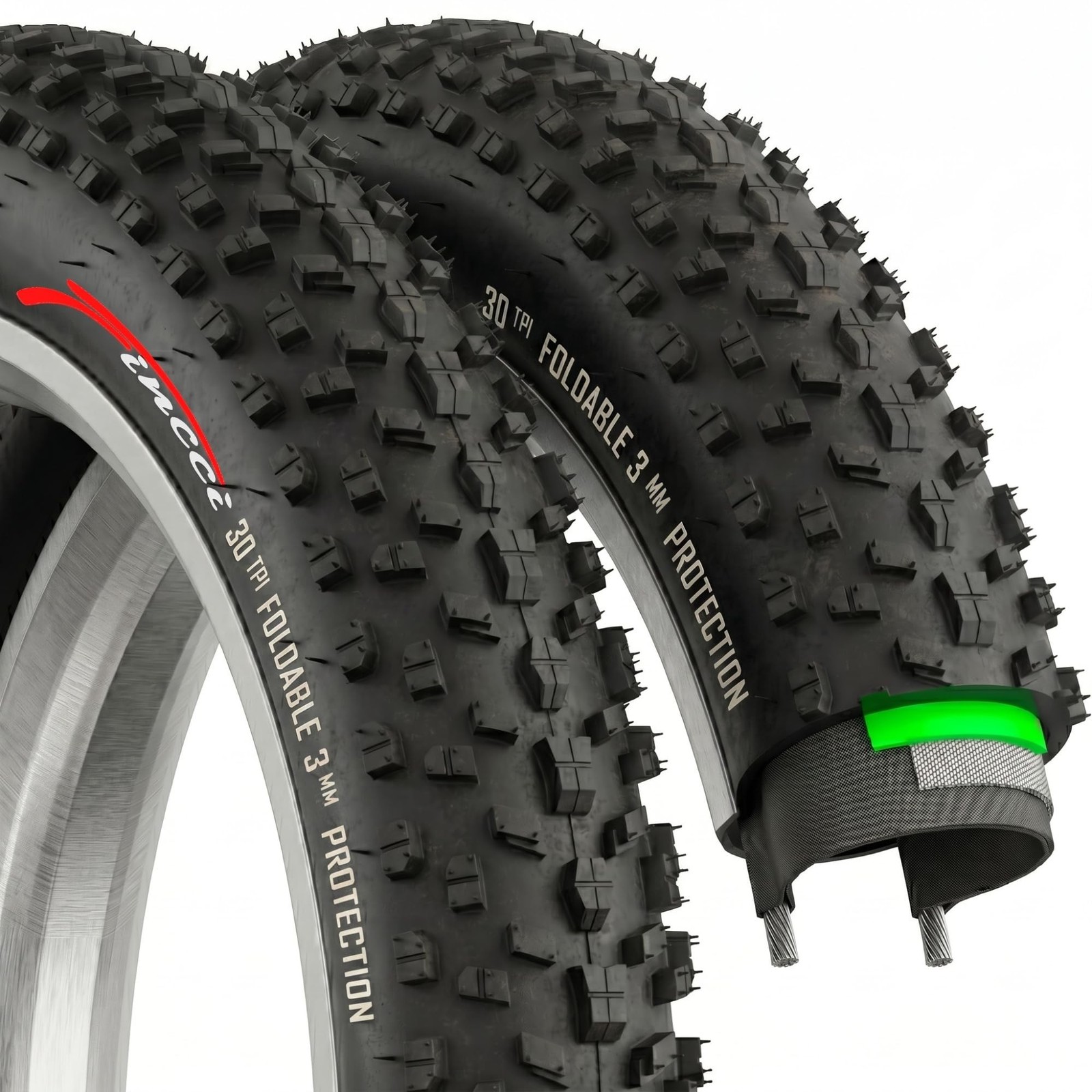 Fincci Pair 26×4.0 Fat Bike Tires – Foldable 26 inch Bike Tires with Nylon An…