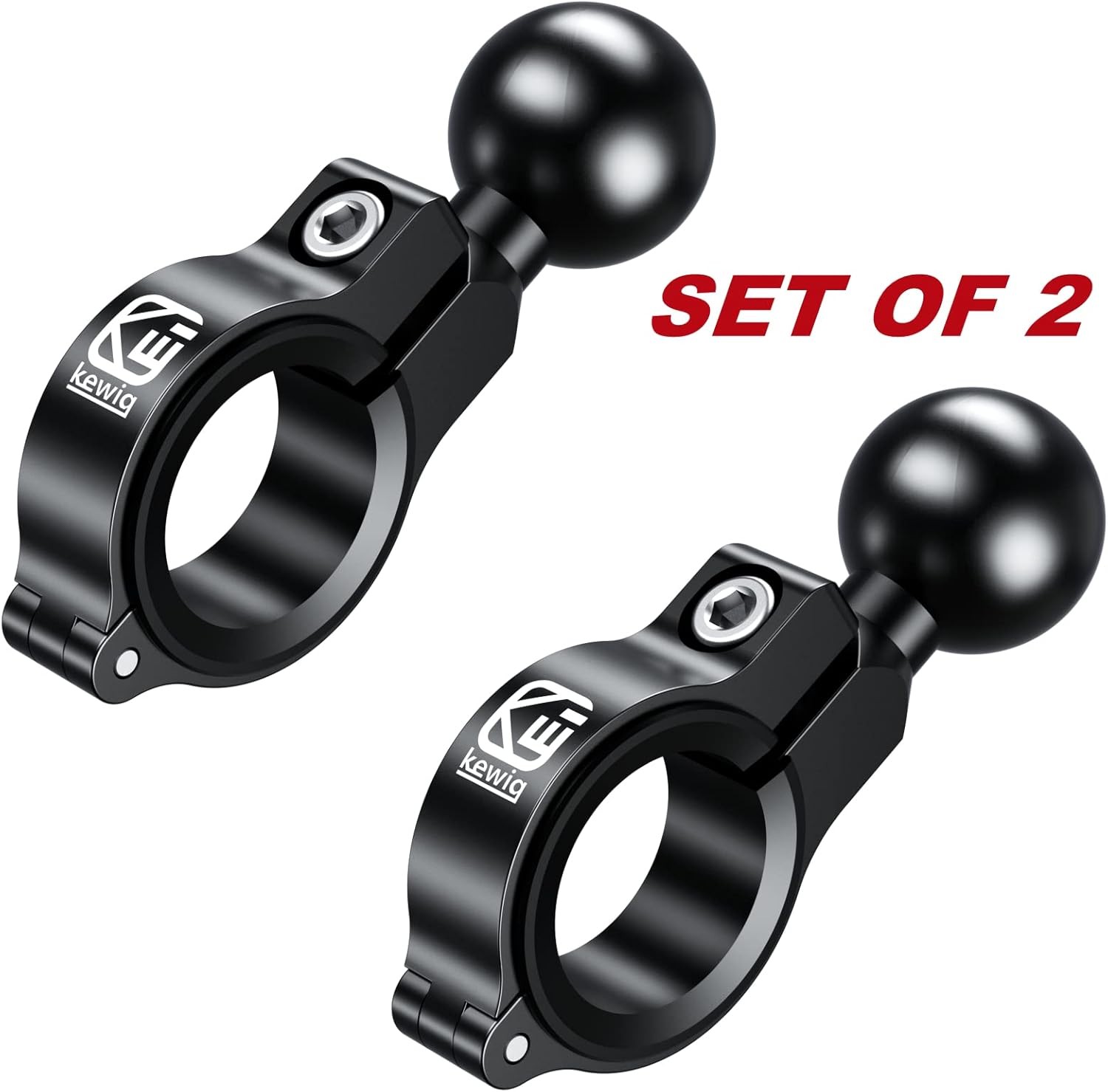 Aluminum Alloy Handlebar Mount Base w/1” TPU Ball for Round Rail Diameter 0.5”