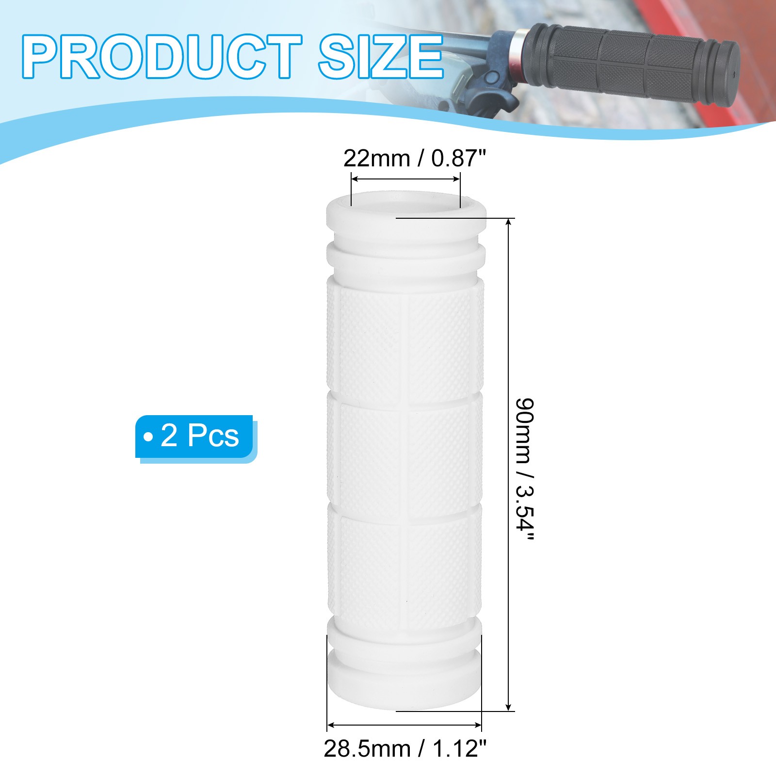 2Pcs 3.54″x0.87″ Non-Slip Bike Handlebar Grips White
