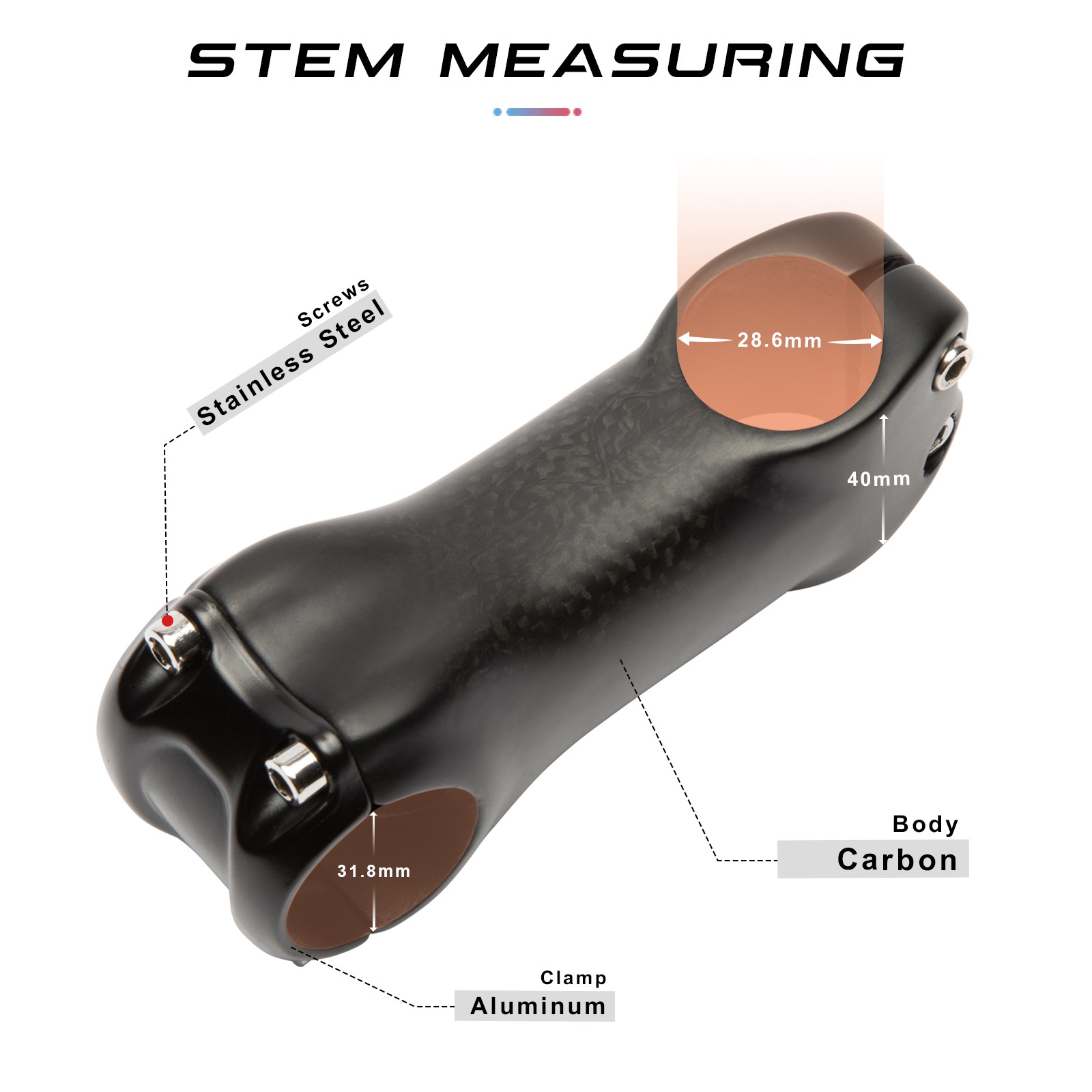 Carbon Fiber MTB Stem 31.8 6/17 Degree Road Bike Bicycle Stem 1-1/8″ Carbon Stem