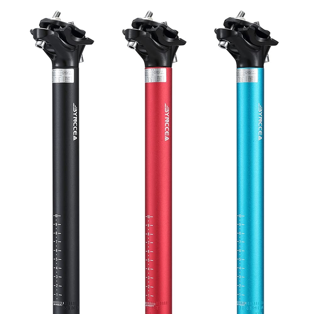Bike Seat Post Aluminum Alloy Bicycle Adjustable Seatpost Long Tube Rod Black