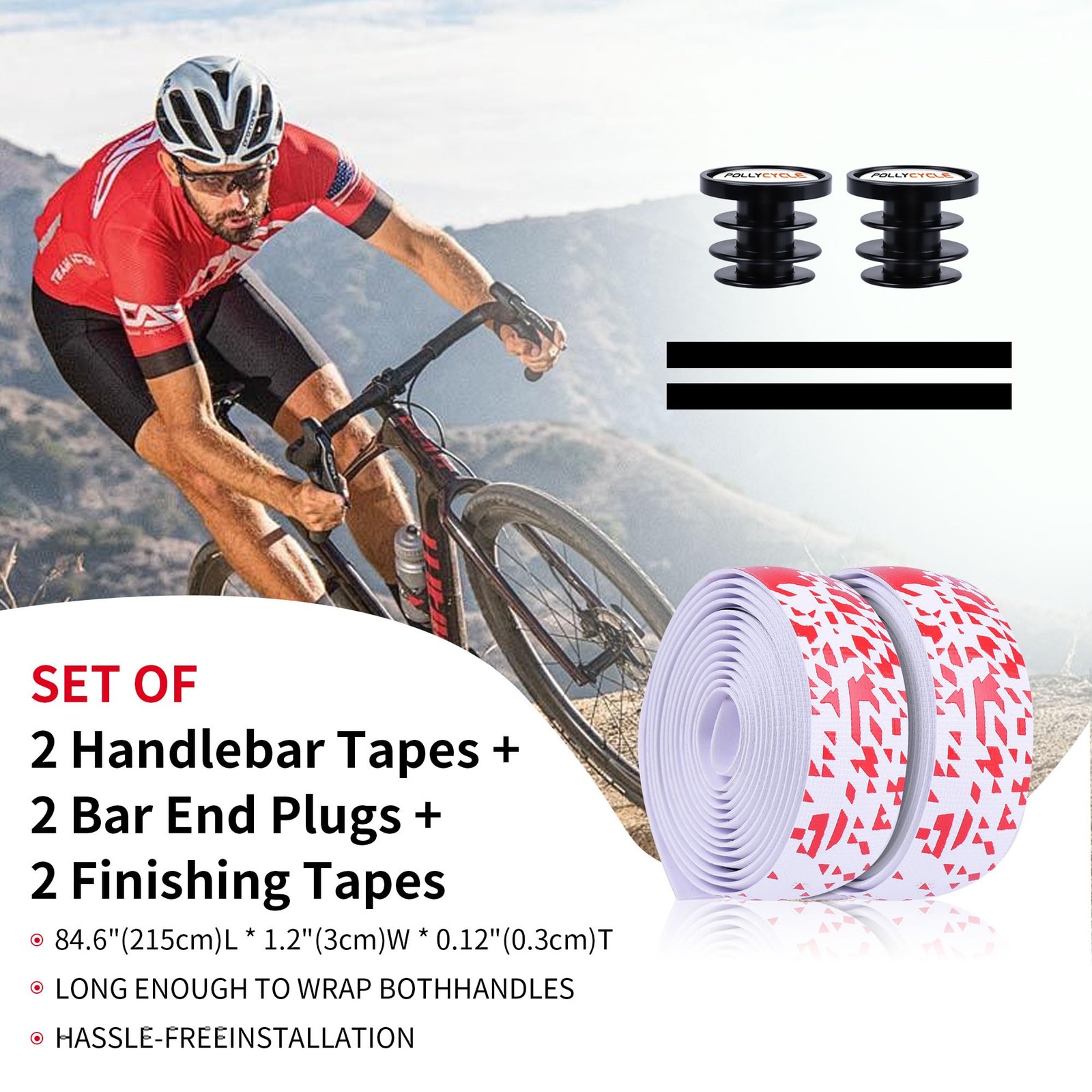 Handlebar Tape for Road Bike – 3mm Thick Shock-Absorbing Silicone Bar Tape – …