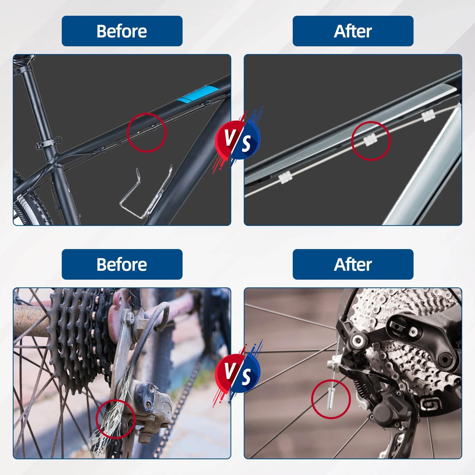 4Pcs Universal Bike Brake Cable Set, Standard As shown in the picture, Silver