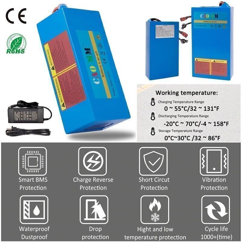 48V Ebike Lithium Battery For 1500W 1000W 750W 500W 200W Electric Bike Bicycle