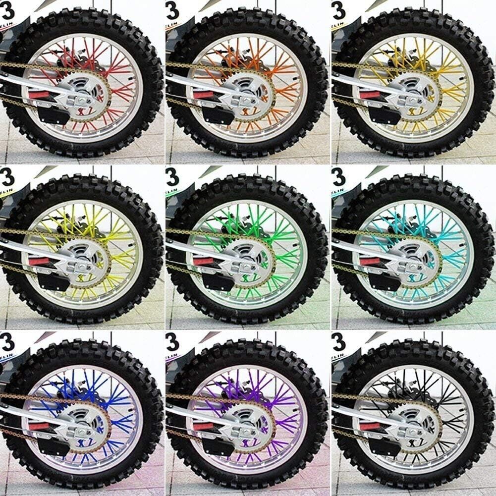 72pcs Dirt Bike Motorcycle Spoke Skin Cover Wheel Rim Guard Protector Wraps