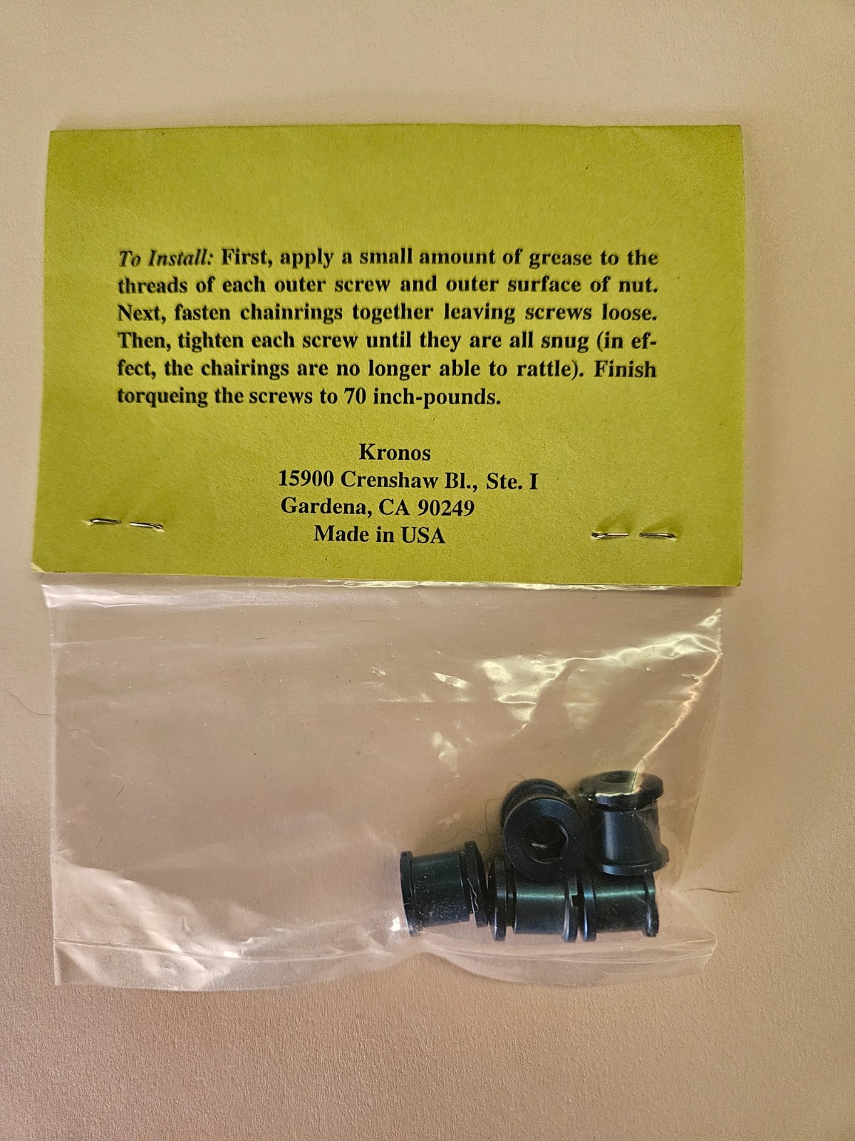 NOS – Kronos Aluminum Double Chainring Bolts Blue (made in 1988) – 5 pcs.