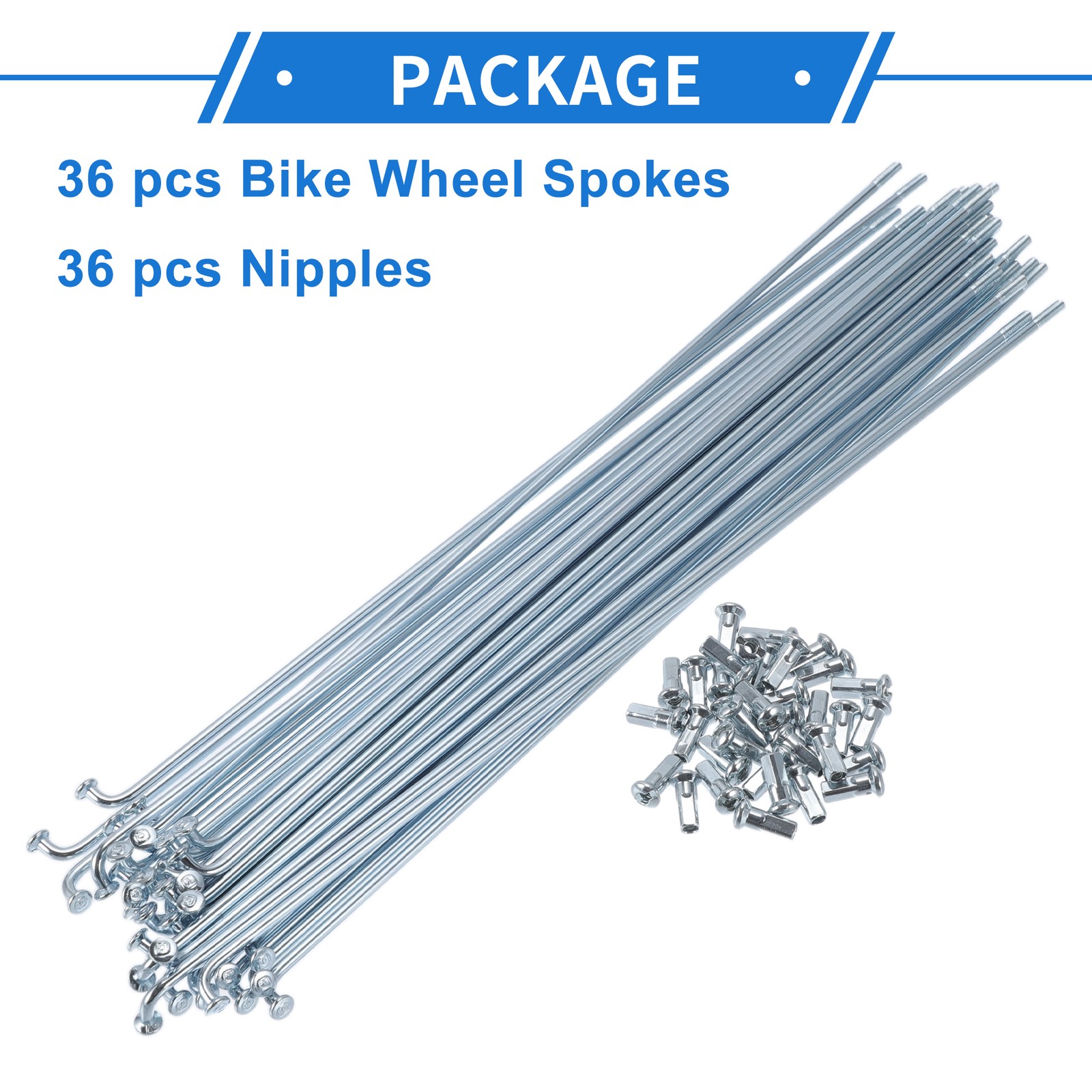 1 Set 12G 240mm Length Bicycle Spokes Nipple Carbon Steel Galvanized Universal