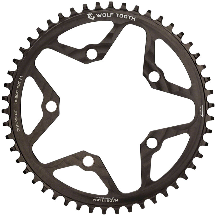 Wolf Tooth Chainring 50t 110 BCD 5-Bolt 10/11/12-Speed Alloy Cyclocross & Road