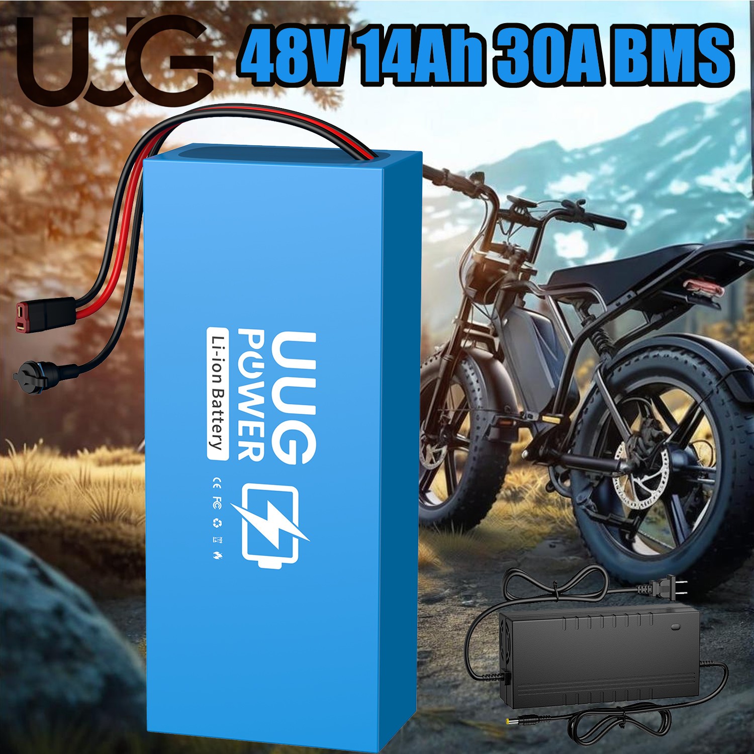 UUG 48V 14Ah Ebike Lithium Battery Pack for Electric Bicycle Battery 30A BMS US