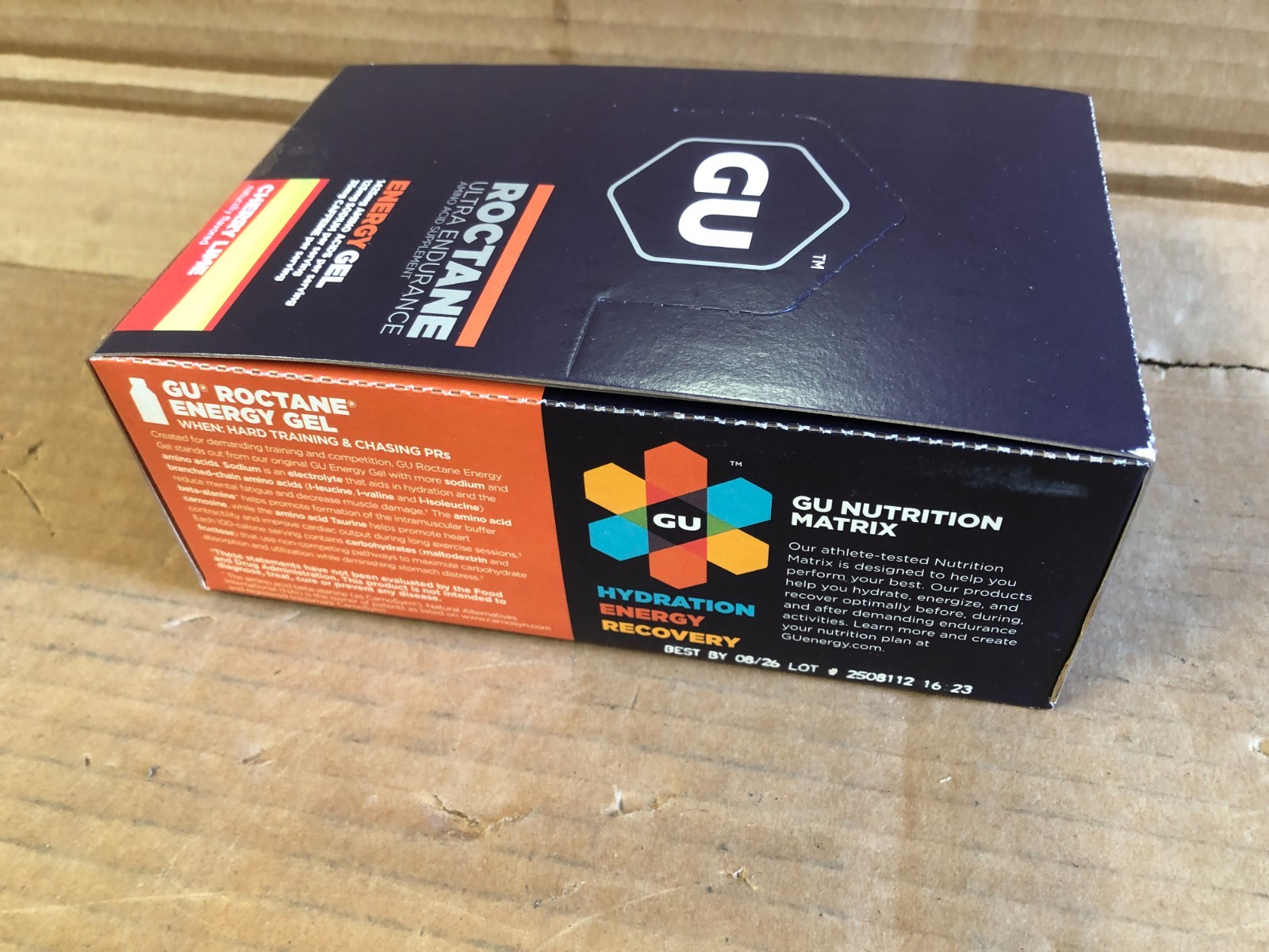 GU Roctane Energy Gel Box of 24 cherry lime Red/Yellow