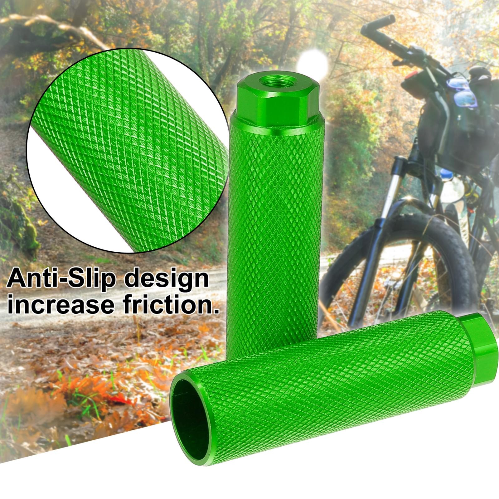2 Pair Aluminum Alloy Foot Pegs for BMX MTB Bicycle Fit 3/8 Inch Black Green