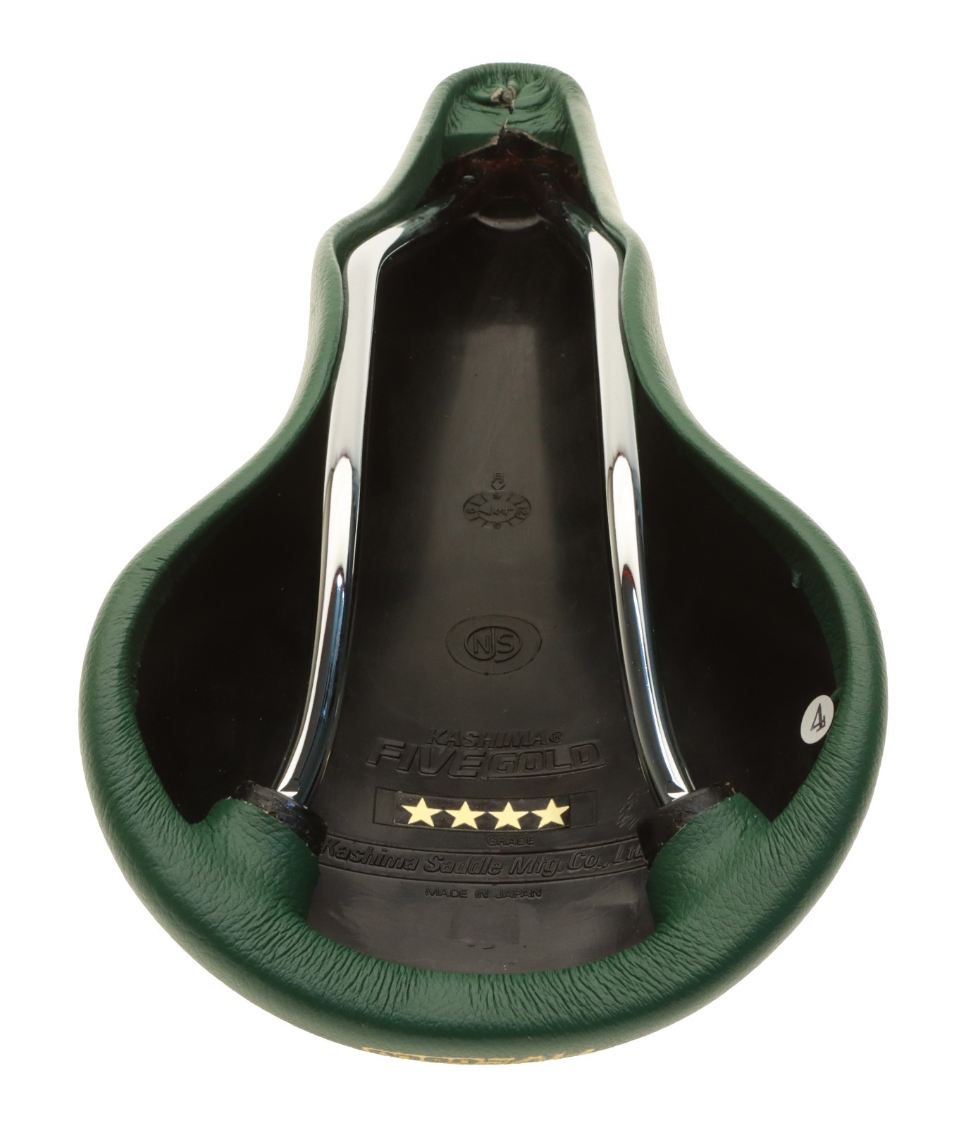 Kashimax Five Gold 4P Saddle NJS Standard Rails Green Smooth Leather NEW NOS