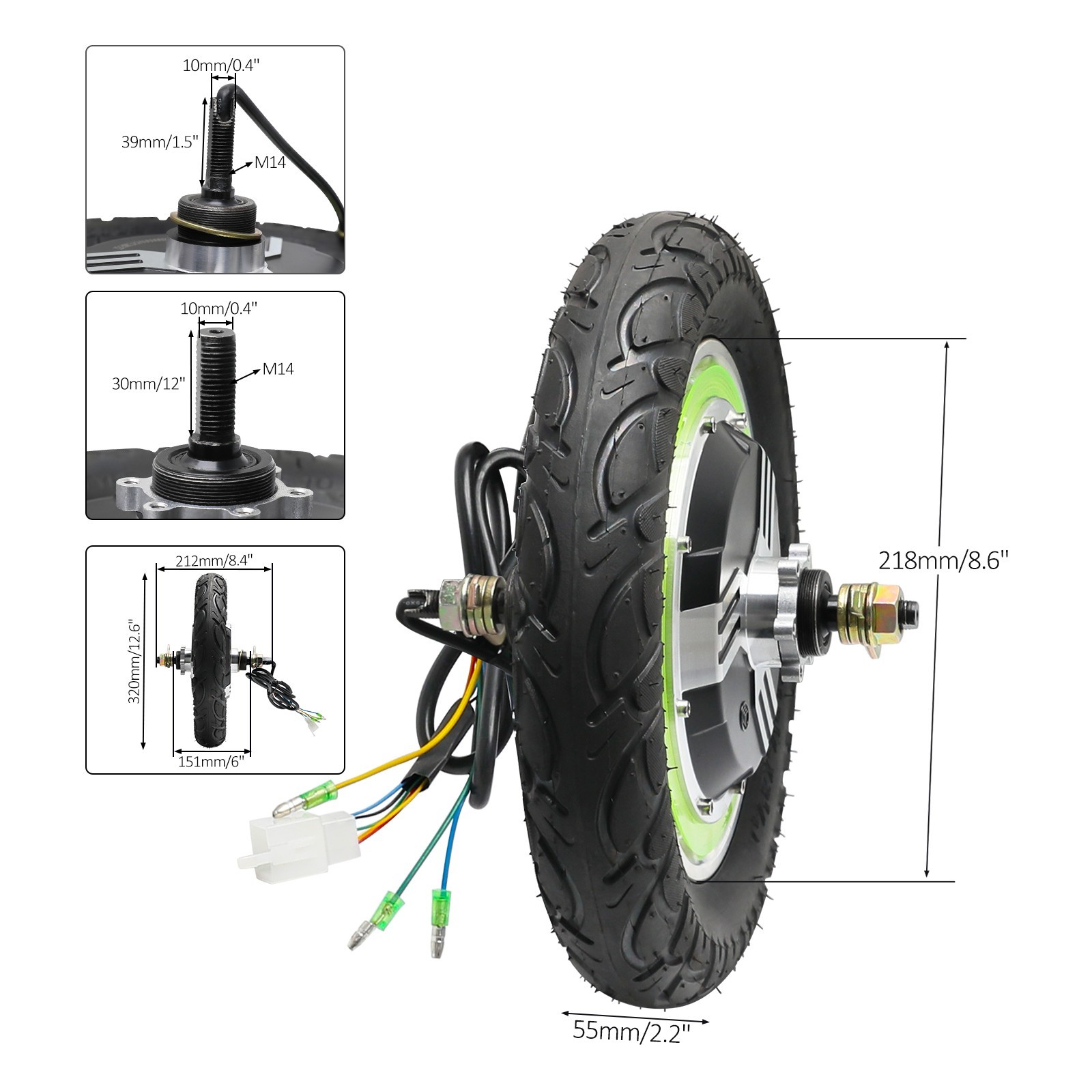 12″ Wheel Hub Motor 36V 500W Brushless Motor Disc Brake e Bike Scooter Tricycle