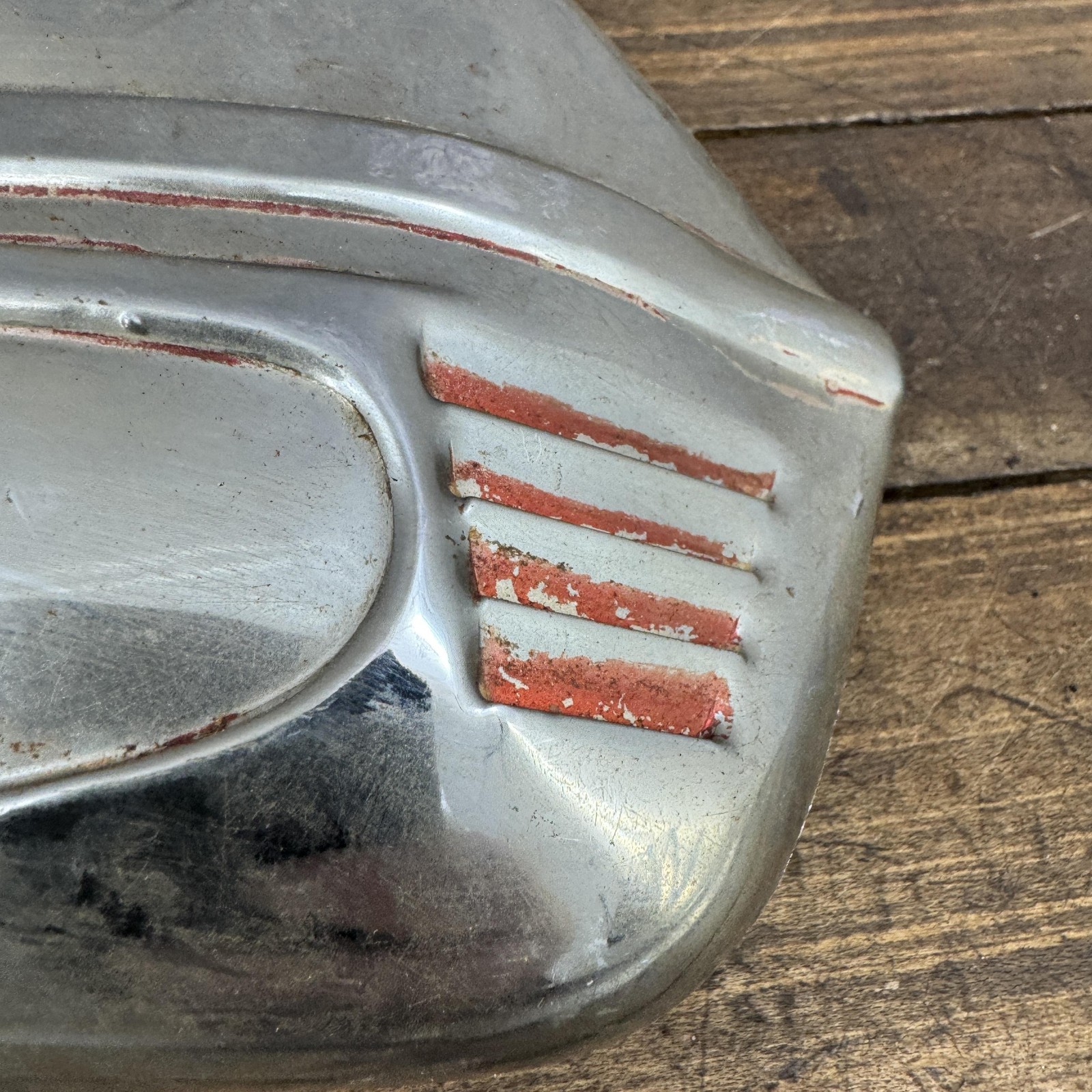 Vintage Schwinn Red Phantom Horn Tank Panel LEFT Side Original Cruiser Bike