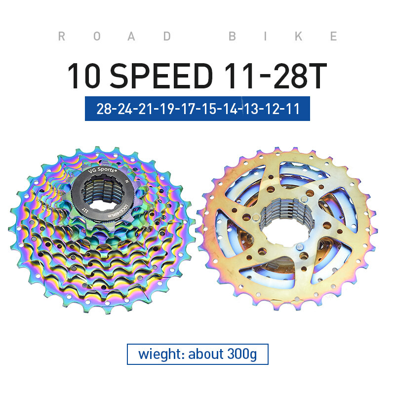 VG Sports Road Bike Cassette 8 9 10 11 Speed 11-/25T/28T Sprocket Rainbow