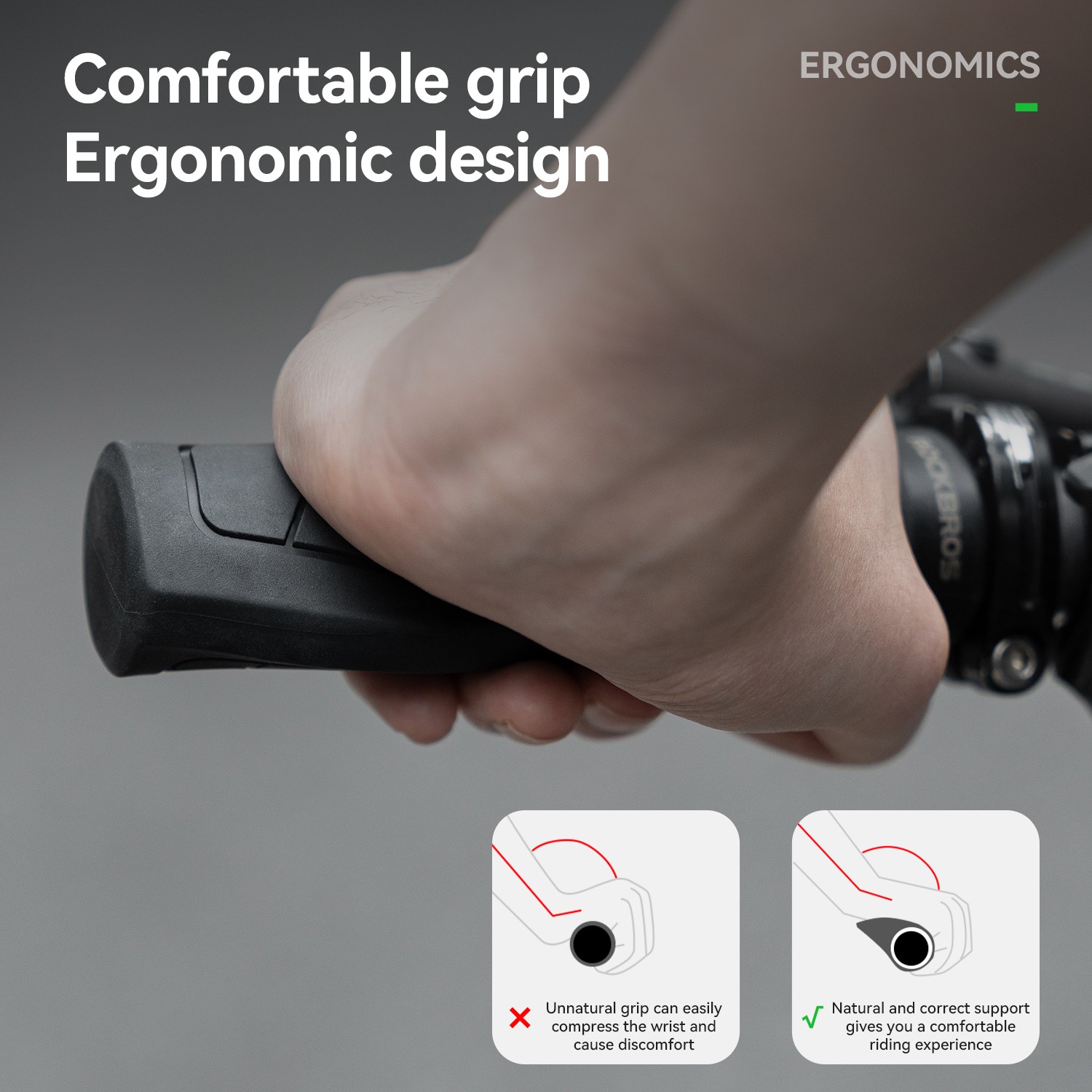 ROCKBROS Bike Grips Ergonomic Non-Slip Comfort Handlebar Grips Single Lock-on