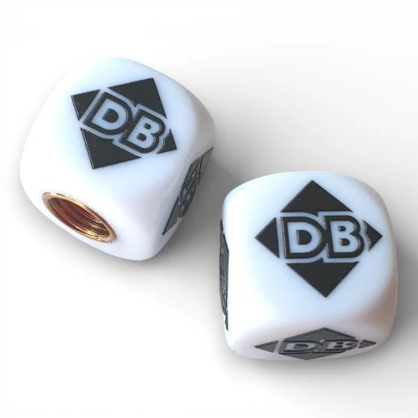 Diamond Back – DB logo – one color Dice Tire Valve Caps (Pair) – WHITE