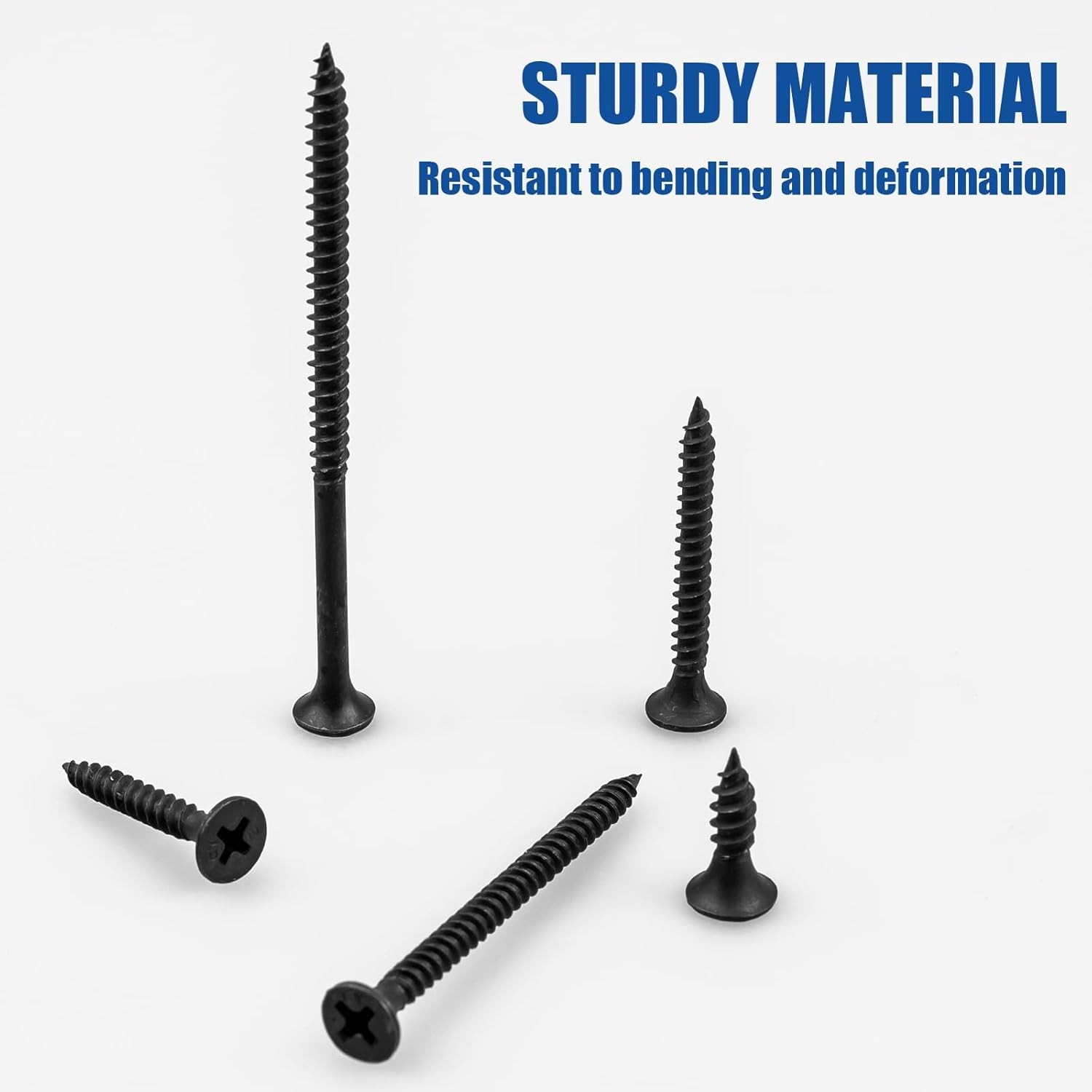 168Pc Black Wood Screws Assortment Kit – #6 Flat Head Self-Tapping Fasteners