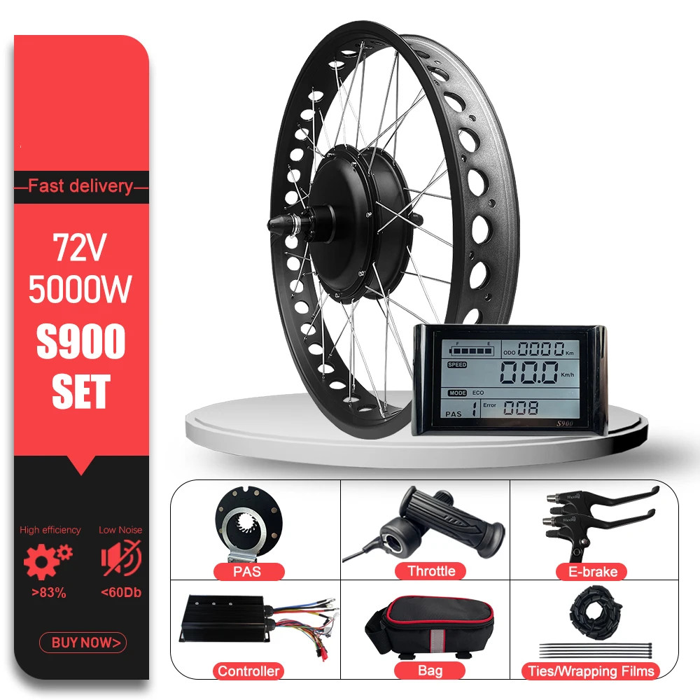 72V 5000W Snow Electric Fat Bike 20/24/26inch Brushless Rear Hub Motor Wheel