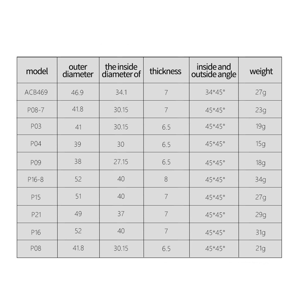 High Quality Headset Bearings Headset 38/39/41/44/49/52mm 45/36 Angle Bearings