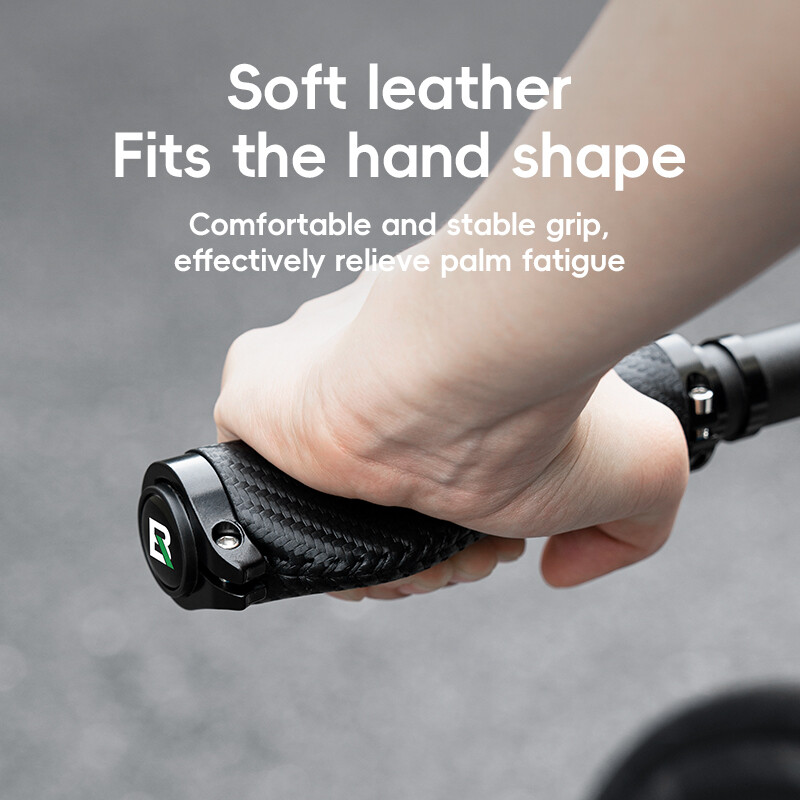ROCKBROS Bike Handlebar Grips Leather Standard Ergonomic Waterproof Hand Grips