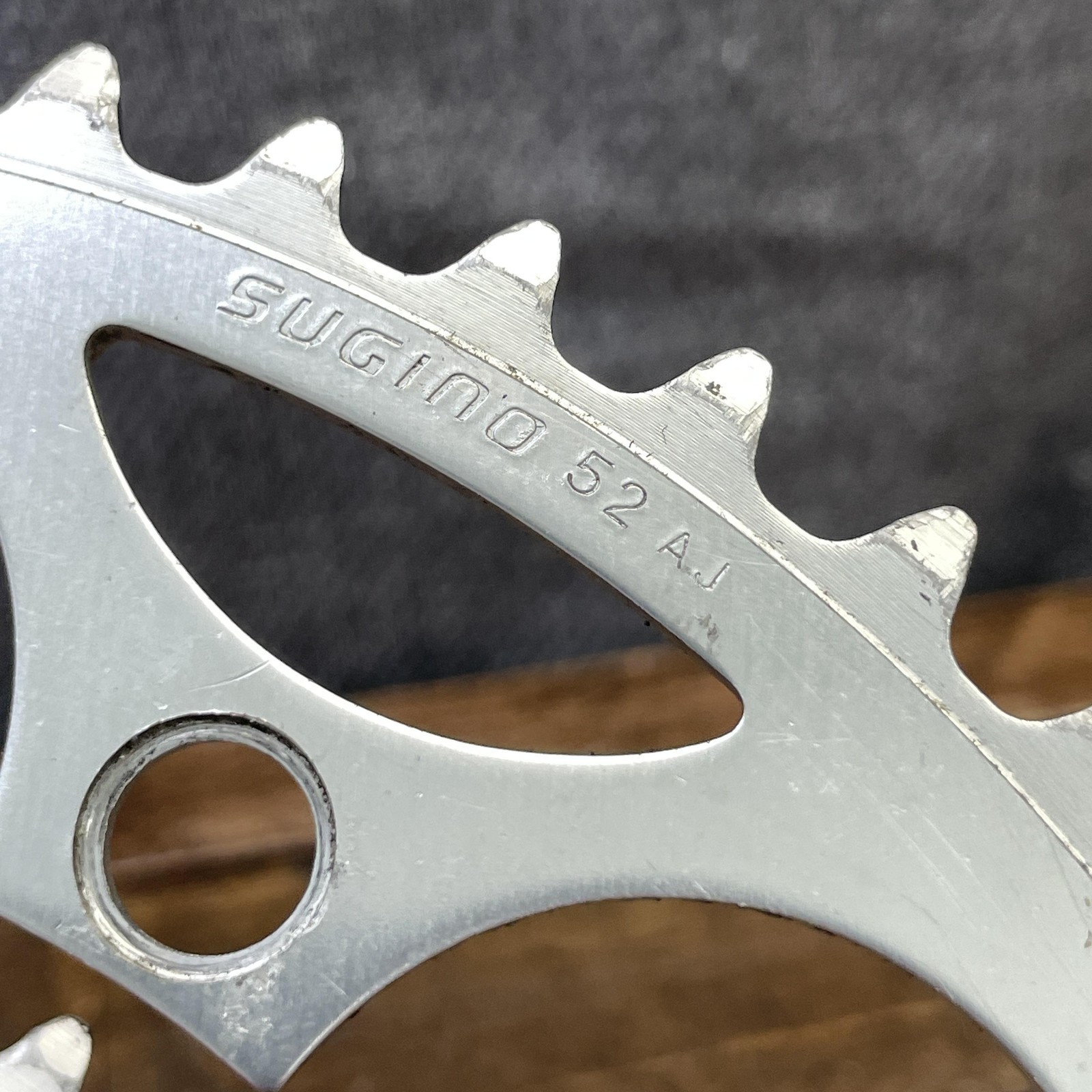 Vintage Sugino 52/42T Chainring Set 144 BCD 5-Arm Silver Road Race Alloy AJ