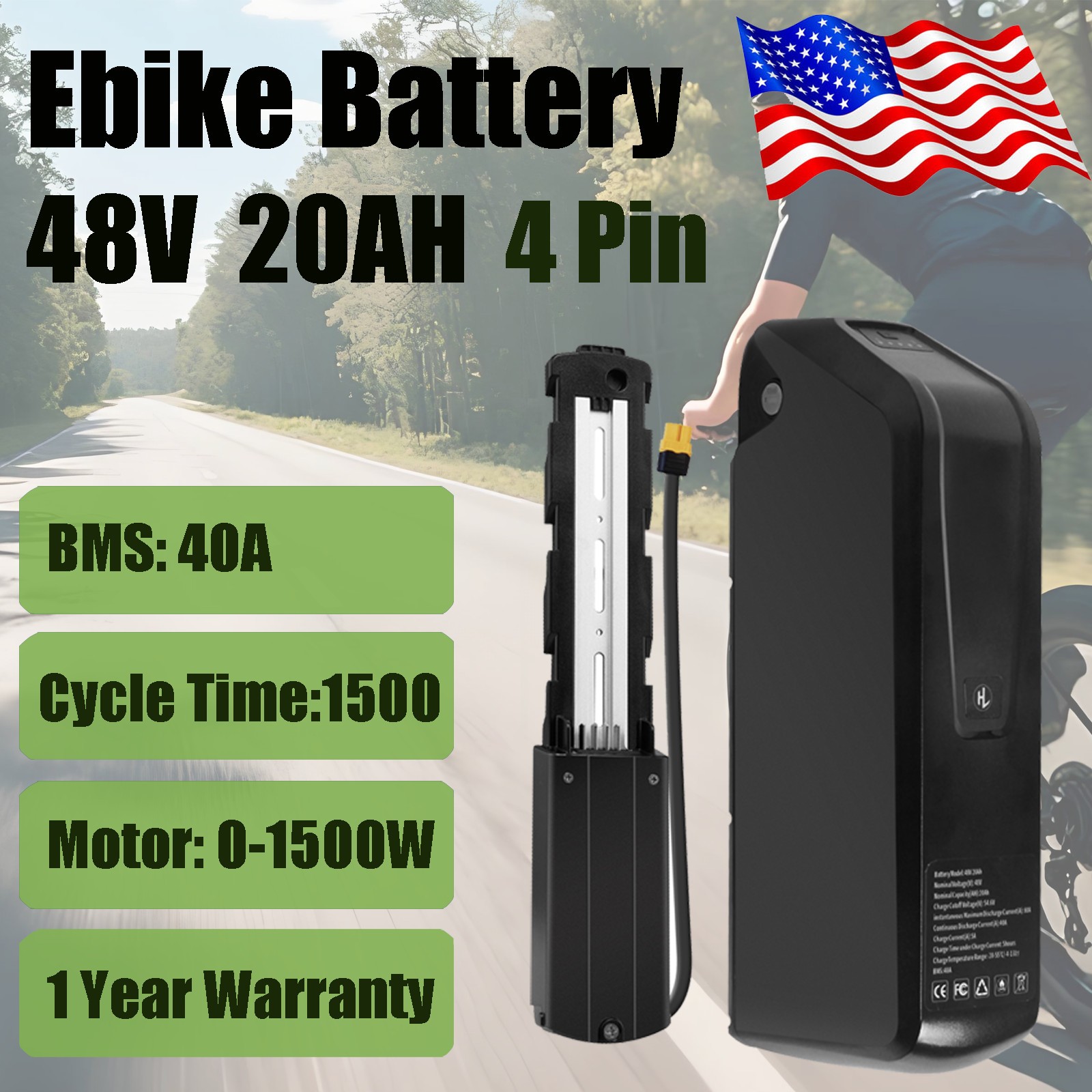 UUG Ebike Battery 52V 48V 36V Electric Bicycle Lithium Battery 0-1800W Motor