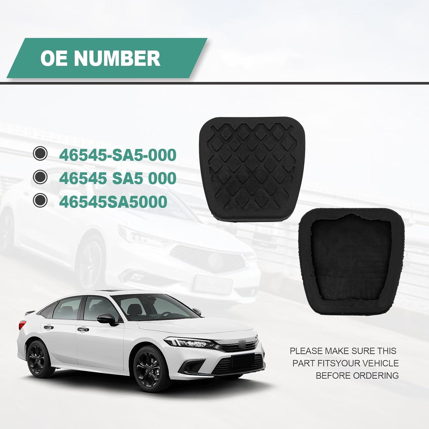 2 x Brake & Clutch Pedal Pad – Rubber Cover Pedal Pad Cover Replacement 46545