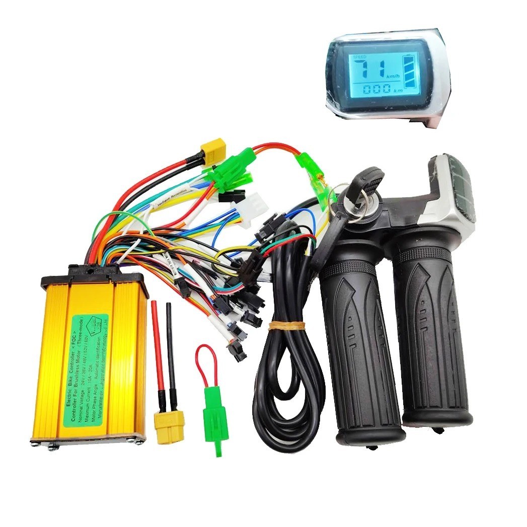 Electric Bike Twist Throttle 36v 48v Grip Speed Display Brushless Controller Kit