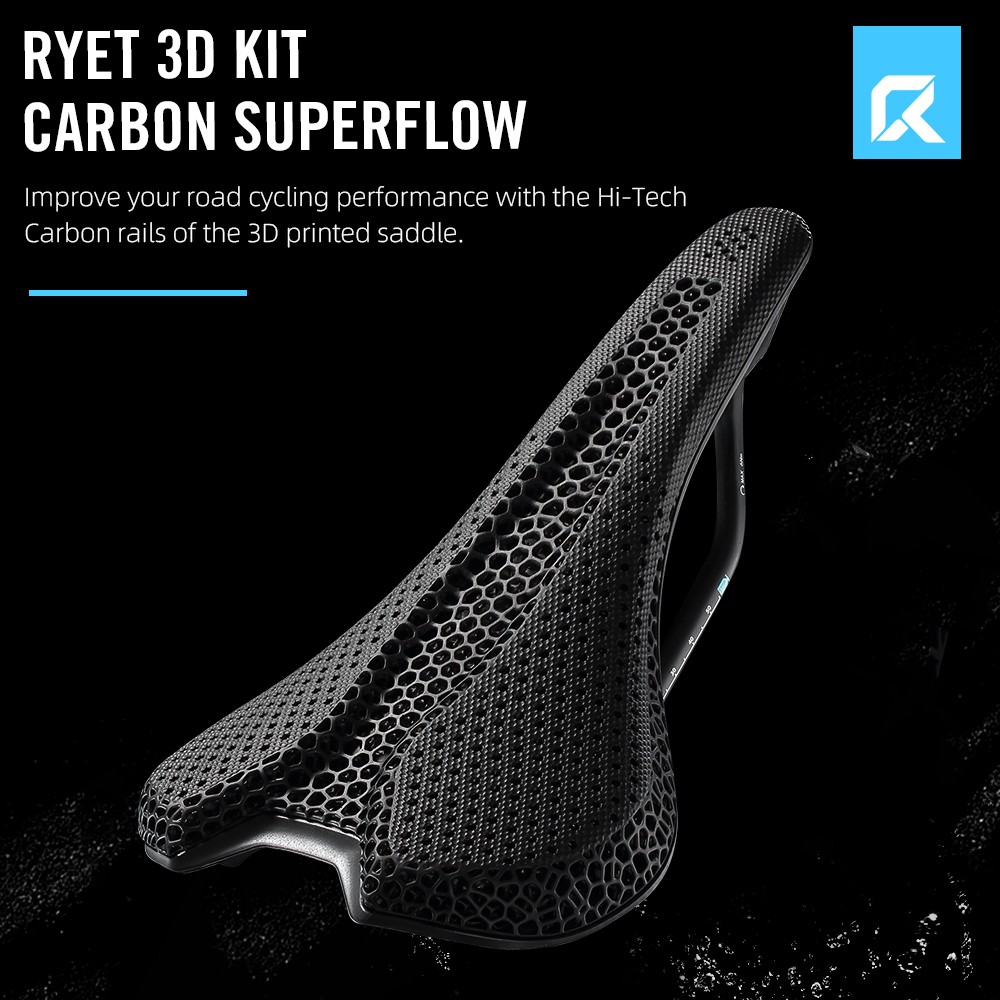 3D Printed Bike Road MTB Saddle 190g Ultralight Full Carbon Fiber Rails 7x9mm