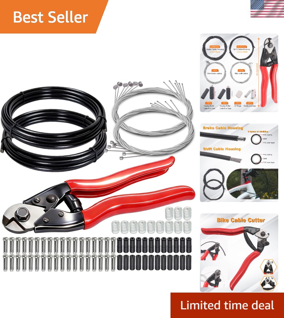 Complete Bike Cable Kit – Stainless Steel Cutter, Brake & Shift Cables Included