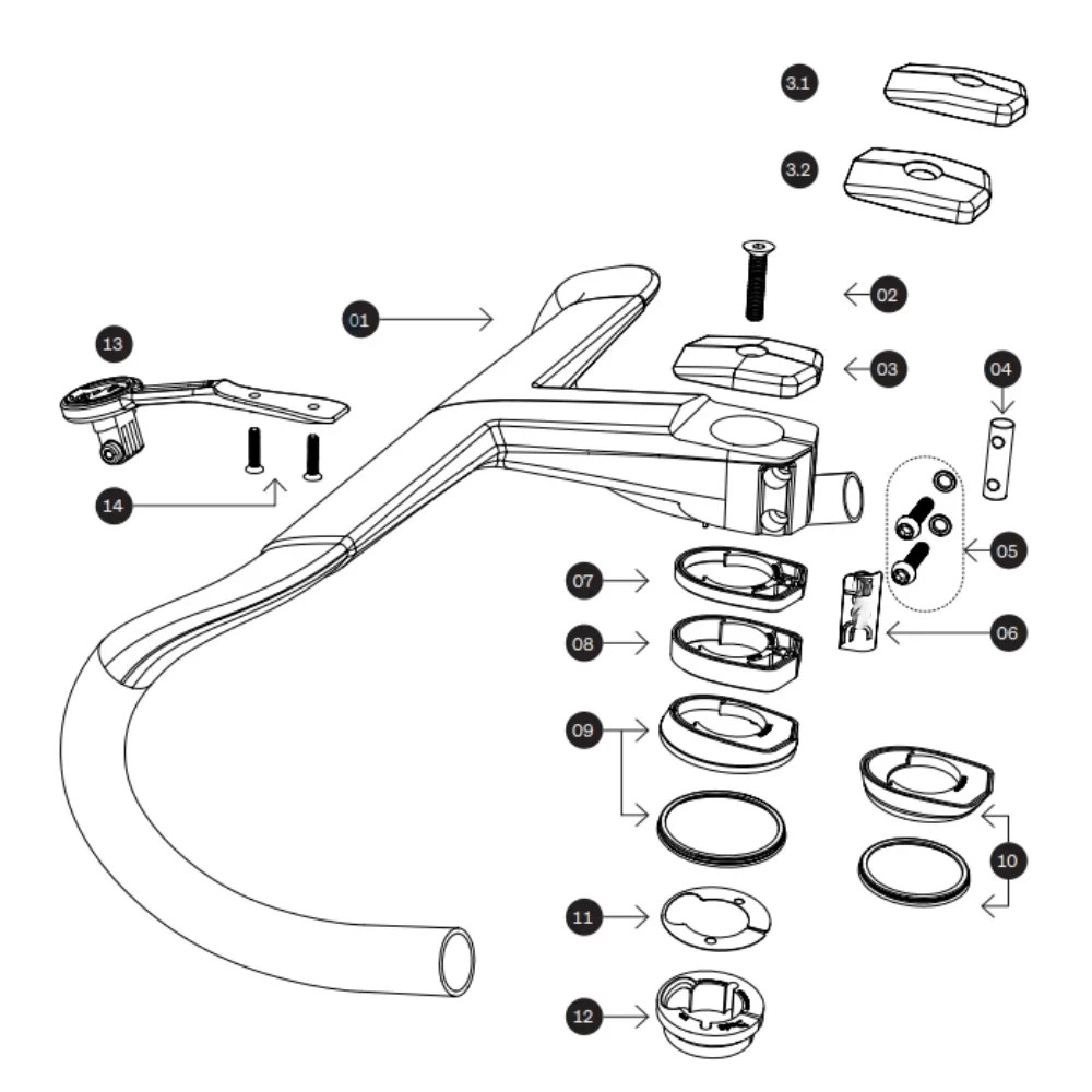 Carbon Road Bicycle Handlebars All Internal Circuits with Free Computer Stand