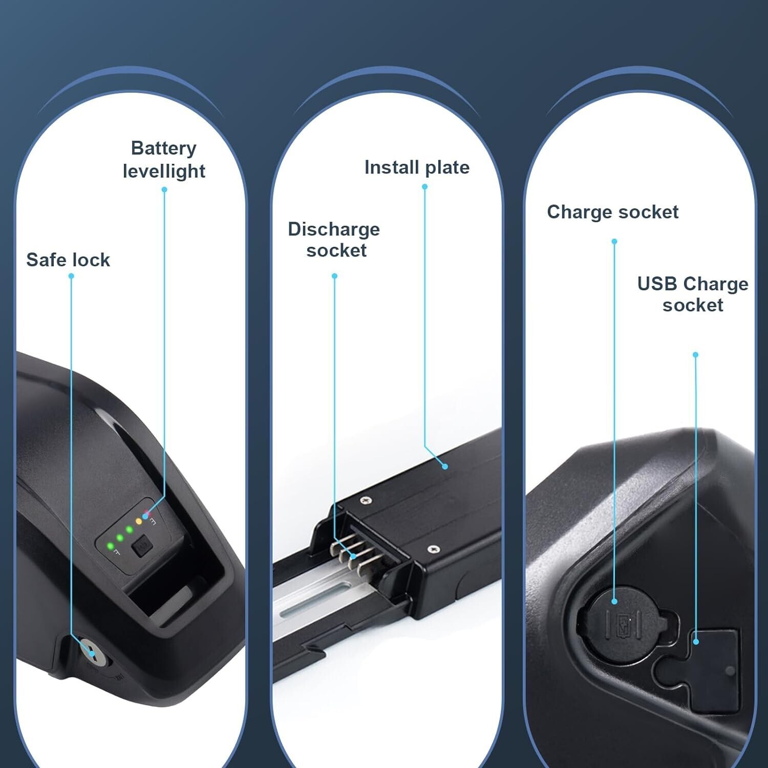 Ebike Battery 48V 10Ah Electric Lithium Battery for 1000W Motor