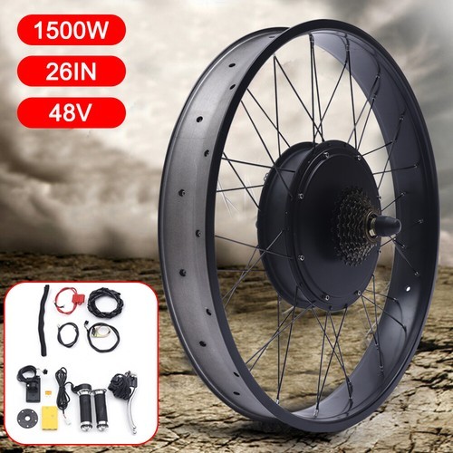 26″ Rear Hub Motor LCD E-Bike Electric Bicycle Conversion Kit Fat Tire 48V 1500W
