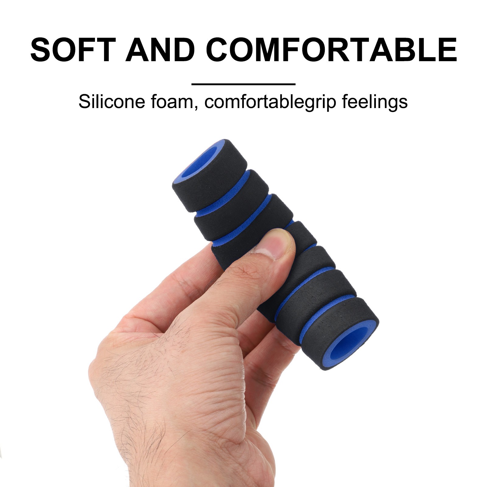 2Pcs Bike Handlebar Grips 0.78″ Sponge for BMX Mountain Bike, Black-Blue