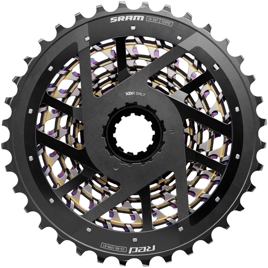 SRAM RED XG-1290 Cassette – 12-Speed, 10-36t, For XDR Driver Body, Rainbow, E1