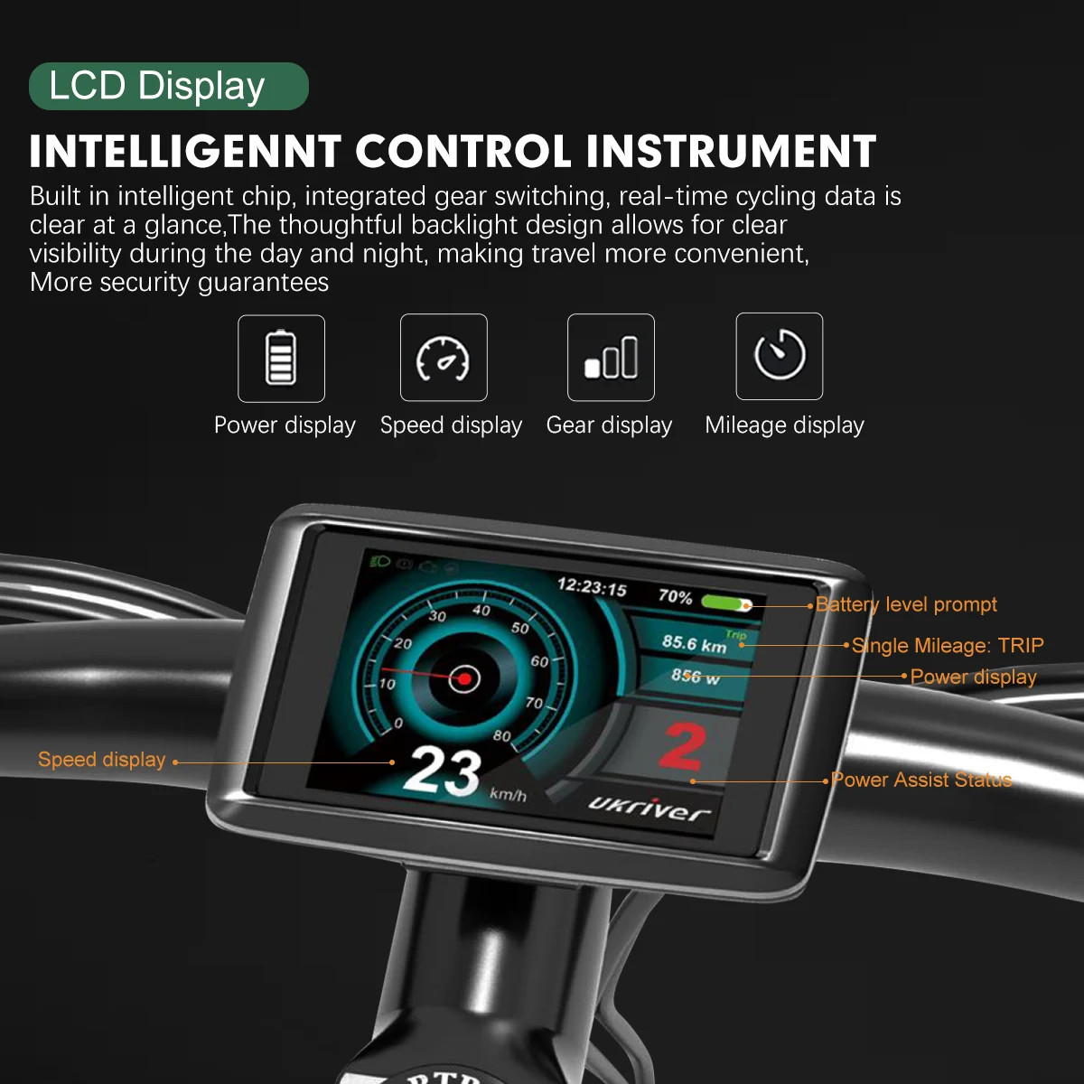E-bike Sine Wave 3 Mode Controller 17A 26A 30A 40A with Color UKC1 Display