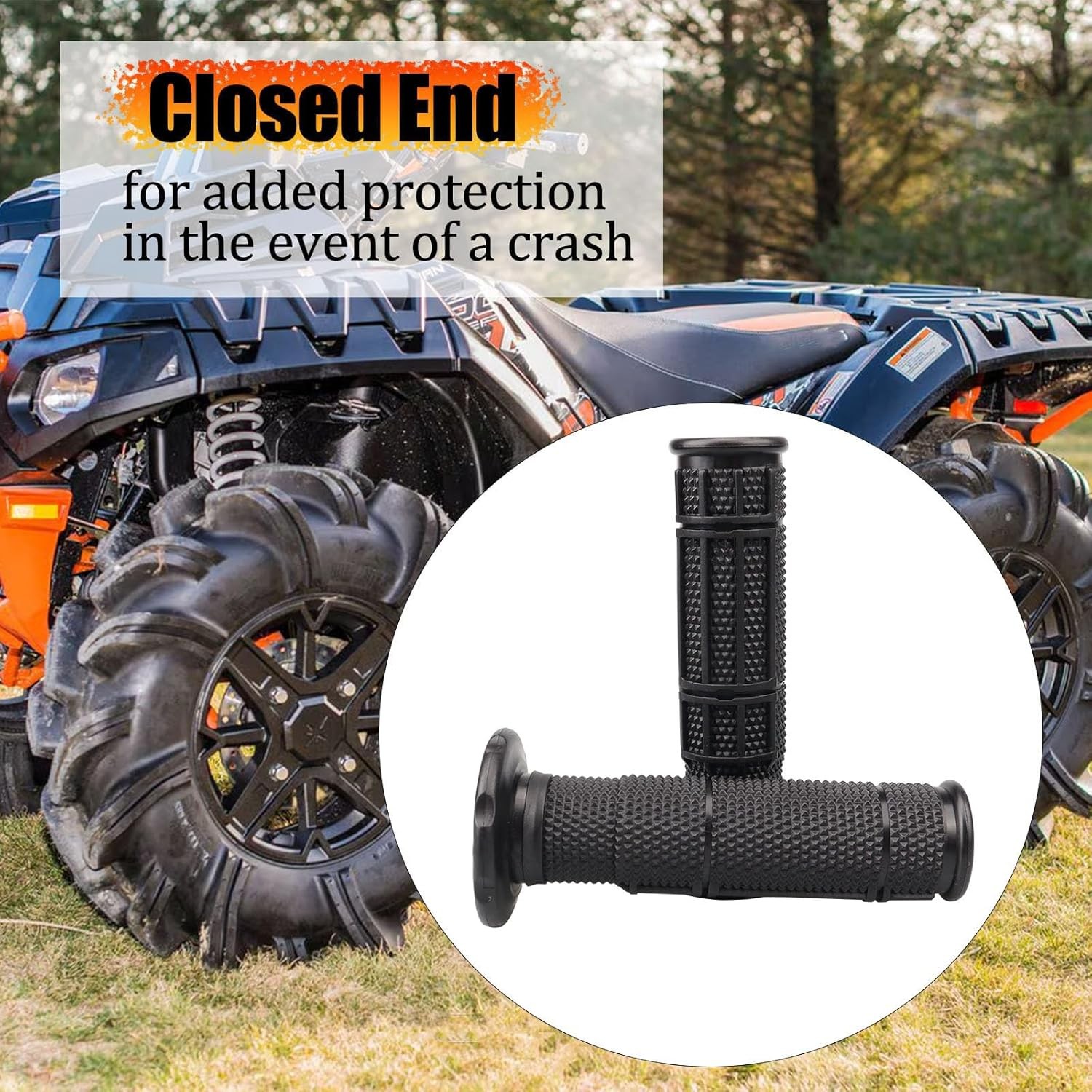 7/8” ATV Grips Upgrade Universal Handlebar Grips Soft Rubber Thu Color: Black