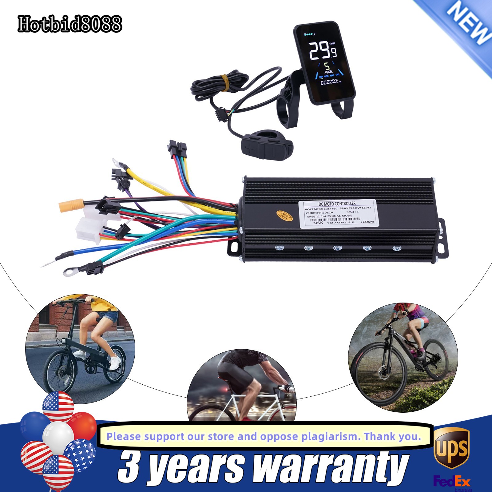 36v E-bike Controller Component Kit With Color Lcd Display & Pedal Assist New