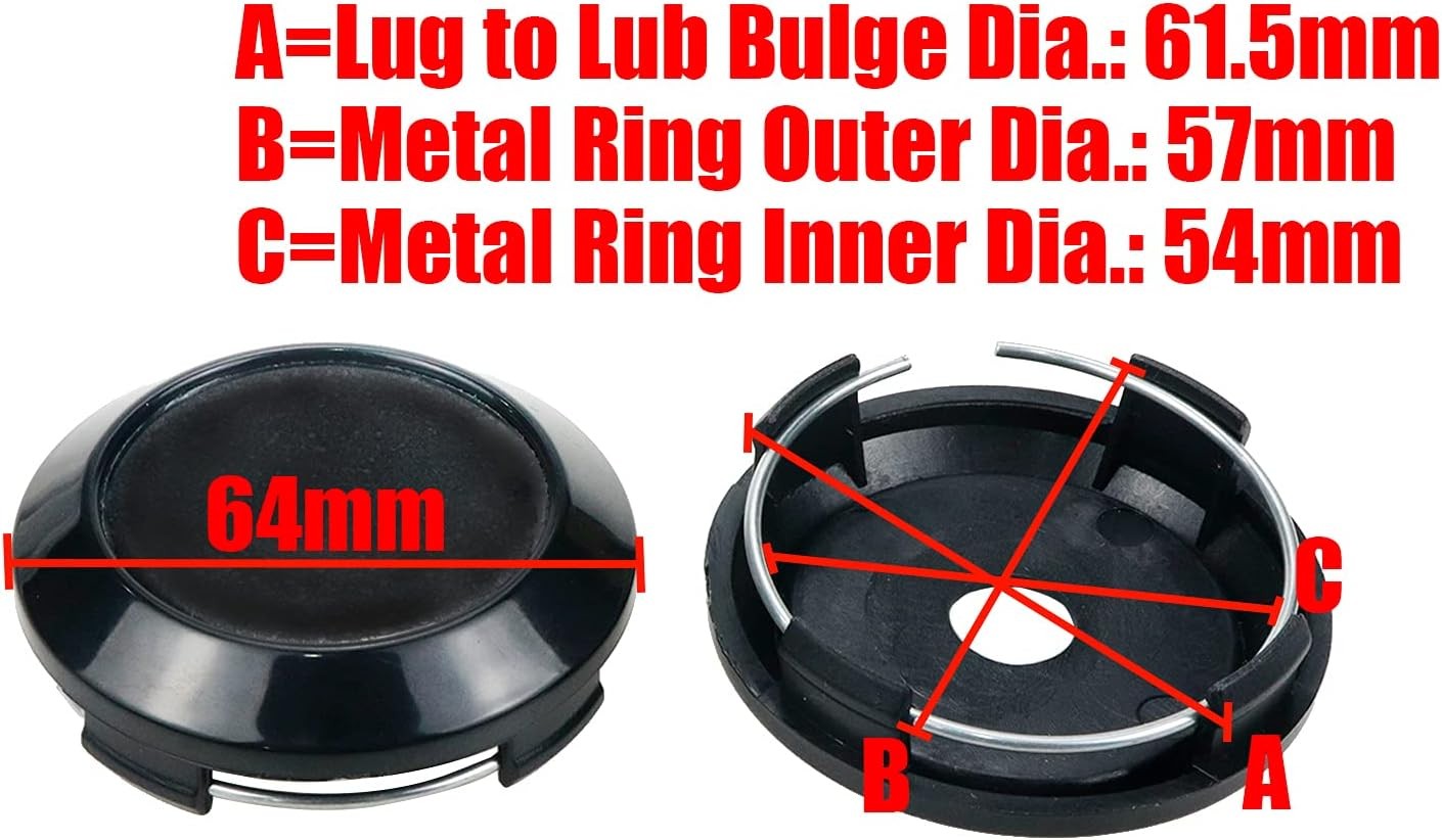 Wheel Center Caps,64mm Wheel Rim Hub Center Outer 64MM , Inner 62MM Black